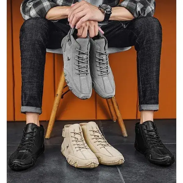 Mens High-Top Sneakers | Breathable Solid Color Flat Casual Shoes With Multiple Colors